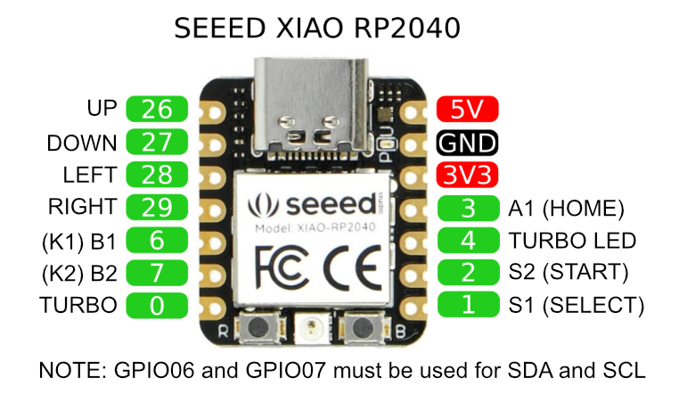 Adafruit KB2040 Pinout
