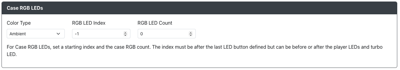 GP2040-CE Configurator - RGB Case LEDs Settings